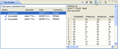 SQL Results view showing result of sample data query.