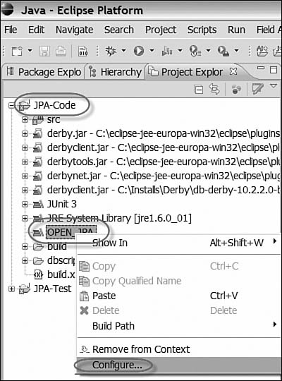 Configure the OPEN_JPA Library.