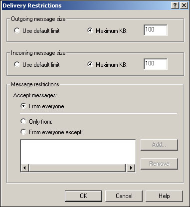 Restricting message sizes can help conserve space within the Exchange mailbox store.