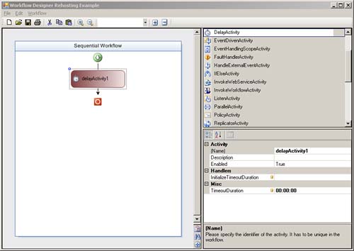 Workflow designer rehosted in a Windows Forms application.