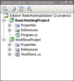 Solution Explorer with two projects.