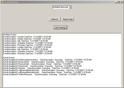 Workflow escalation form with tracking run through second-level approval.