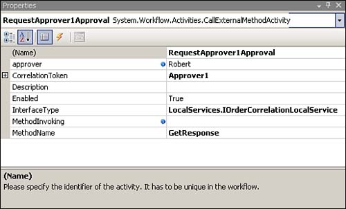 RequestApprover1Approval activity configuration including correlation settings.