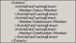 Tracking profile specifying extracted values.