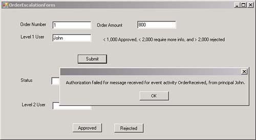 Role exception dialog.