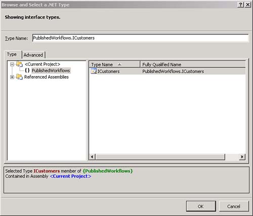 WebServiceInput activity interface selection form.