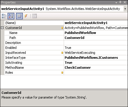 WebServiceInput activity configured property window.