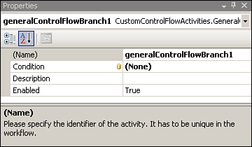 GeneralControlFlowBranch activity with condition property.