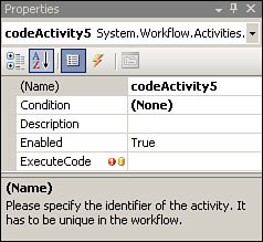 Code activity with attached Condition property.