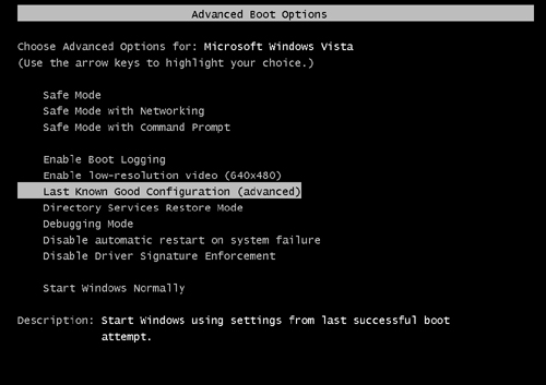 Windows Vista provides several advanced startup options that you can use when unable to start normally.