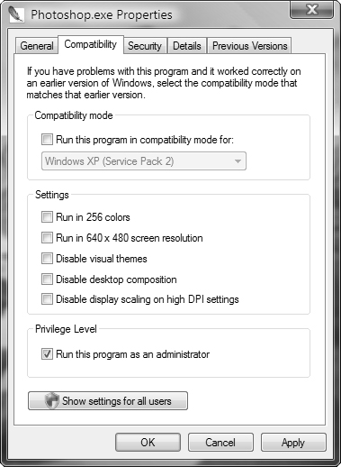 You can configure a program to run as an administrator from the Compatibility tab of its Properties dialog box.