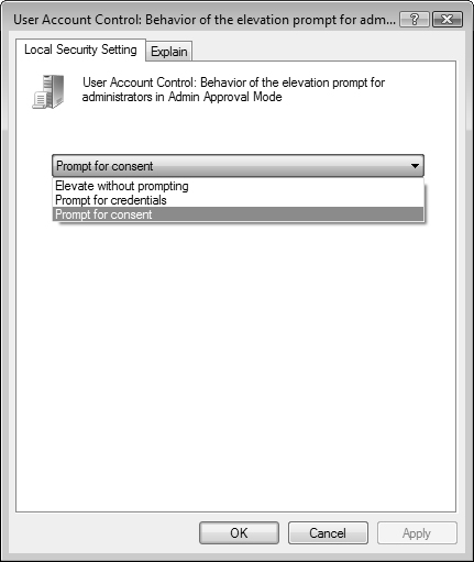 You can configure each policy or obtain more information from its Properties dialog box.