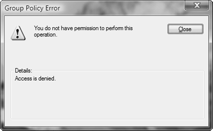 Non-administrative users receive an error when they attempt to run a program requiring administrative credentials when you have configured the policy to automatically deny elevation requests.