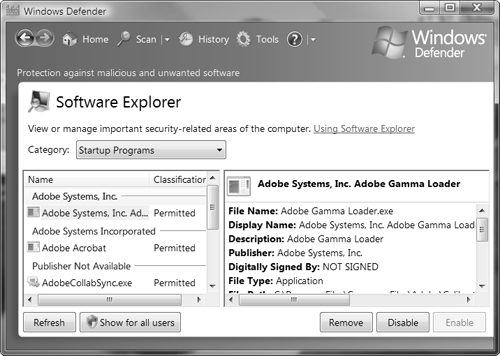 Software Explorer enables you to manage software on your computer.