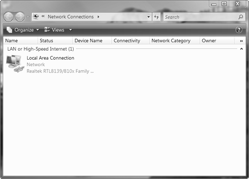 The Network Connections dialog box displays the network connections configured for your computer.