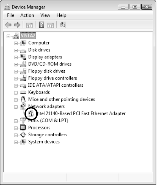 Device Manager informs you when a device is disabled or nonfunctional.