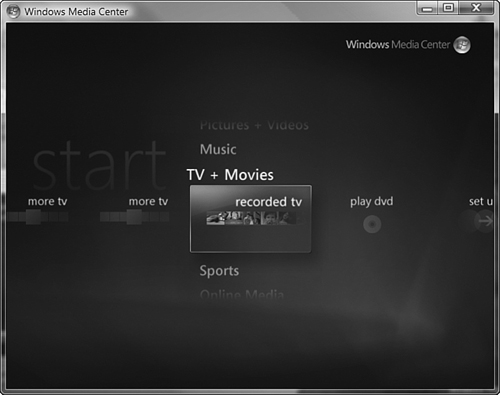 Windows Media Center provides options for watching multimedia content according to the hardware installed on your computer.