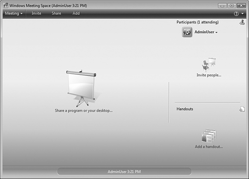 Windows Meeting Space enables you to facilitate a small meeting.
