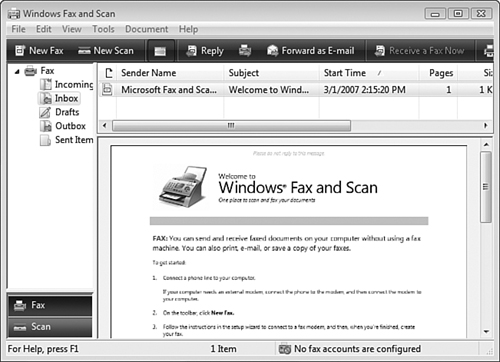 Windows Fax and Scan shares many similarities with Windows Mail.