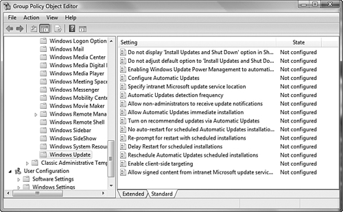 Group Policy in Windows Vista provides a series of settings that govern the operation of Windows Update.