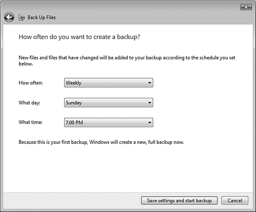 You have several options that determine how frequently your data is backed up.