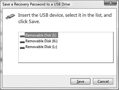 Ensure that you save the recovery password to an appropriate USB drive.