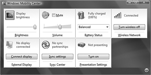 Windows Mobility Center enables you to control several features related to portable computers.