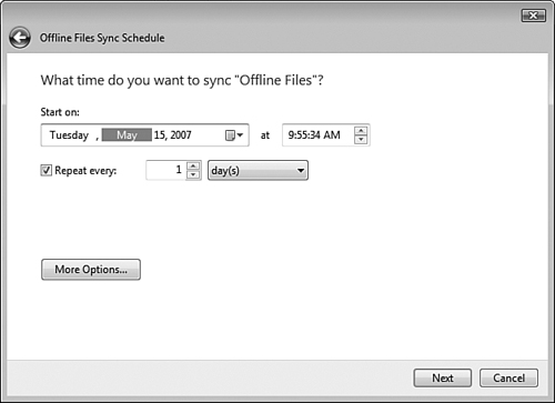 You can specify the date, time, and synchronization interval for your sync schedule.