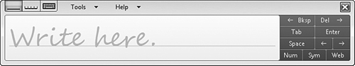 The Tablet PC Input Panel enables you to use the digital pen or mouse to enter handwritten text.