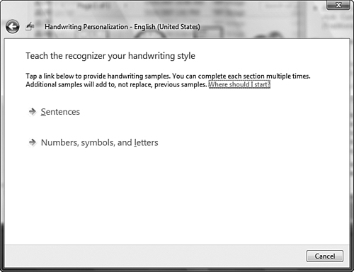 You can enter numbers, symbols, and letters, or entire sentences when training the handwriting recognizer.