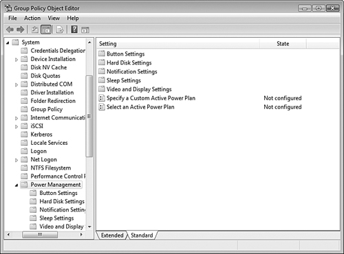 Group Policy enables you to configure a large range of power management settings.