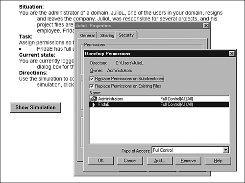 The solution to the simulation example.