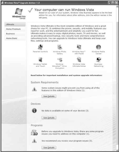 Windows Vista Upgrade Advisor.