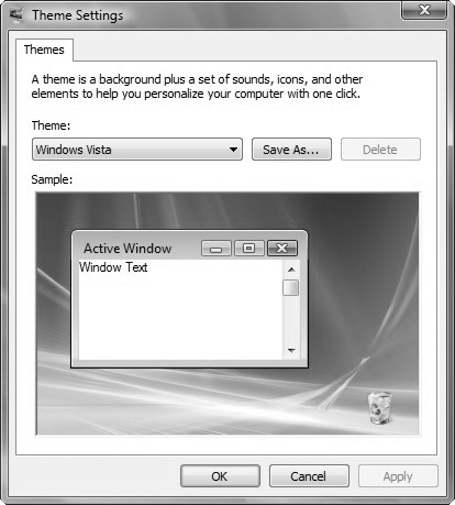 Selecting the Windows theme.