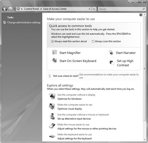 The Ease of Access Center.