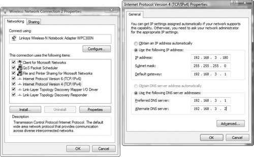 Configure IPv4 configuration in Windows Vista.