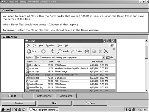 Selecting objects within a list box to answer a hot area question.