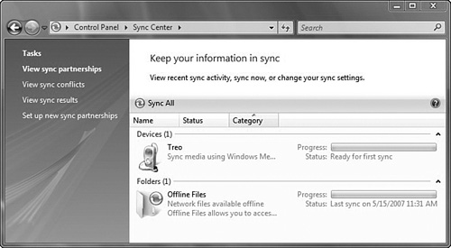 Sync Center.