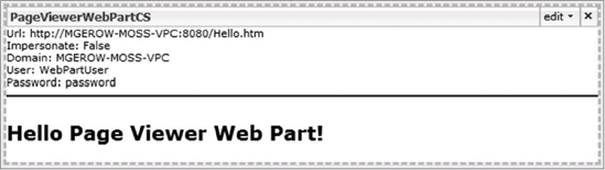 A simple web page displayed by using the custom Page Viewer web part
