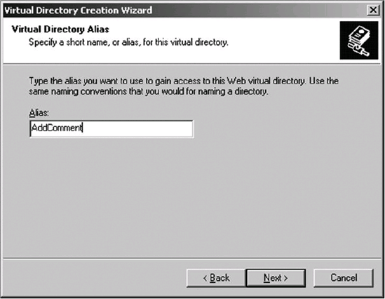 Naming the virtual directory