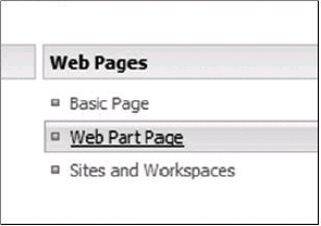 Selecting the Web Part Page option