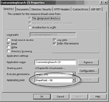 Assigning the application pool in IIS Manager