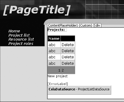 Layout of ProjectList