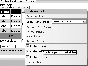 Enabling paging for the GridView control