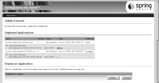 SpringSource dm Server administrative interface