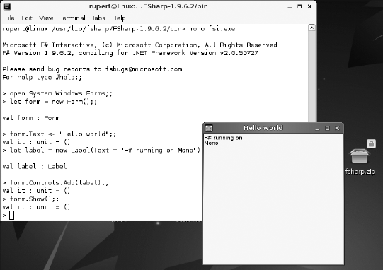 F# interactive running under Mono and Linux