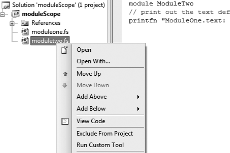 Visual Studio's file reordering context menu