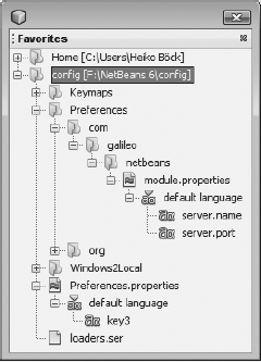 Settings can be stored via the NetBeans Platform Preferences implementation, either for a specific module or globally.