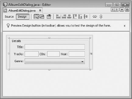 Dialog for working with entries