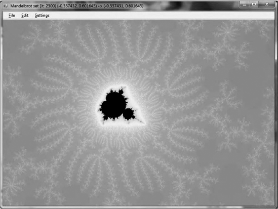 The Mandelbrot viewer in action